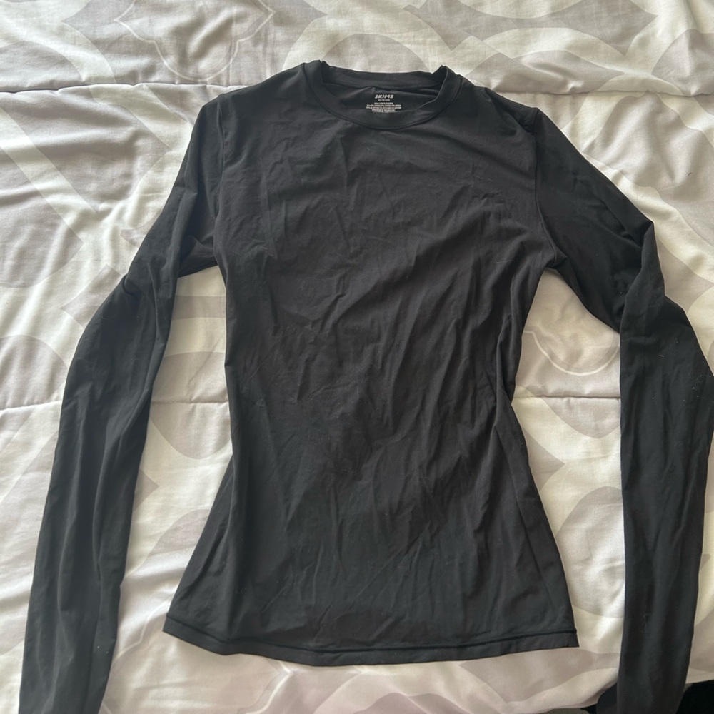 SKIMS Jet Black Long Sleeve Tee